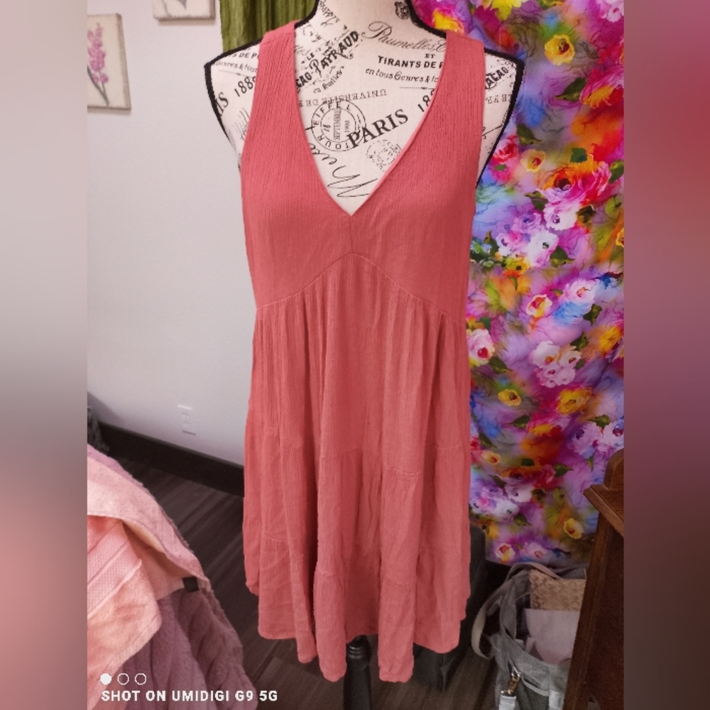Japna Coral Pink Sleeveless Dress